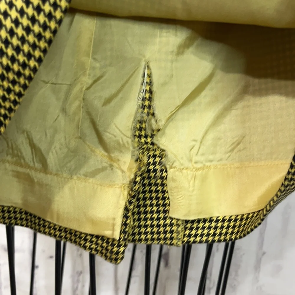 Vintage Taxi Cab Pencil Skirt Yellow & Black Houndstooth Lined Wool/Silk Blend